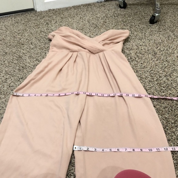 Jill Stuart Eastside Jumpsuit Size 10 Blush Pink Pleated Wide Leg Strapless - Picture 7 of 9